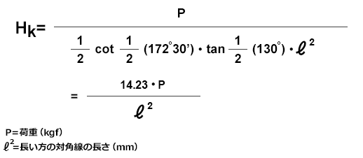 ヌープ硬さ:計算式